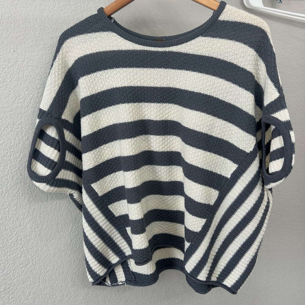 Free People Striped Gray and White Sweater Top